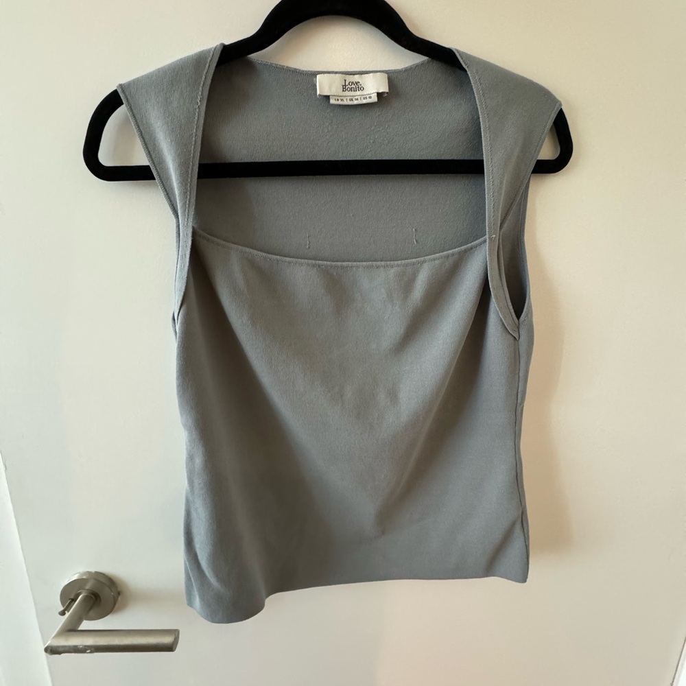 Dusty Blue Sleevless Top - Love Bonito